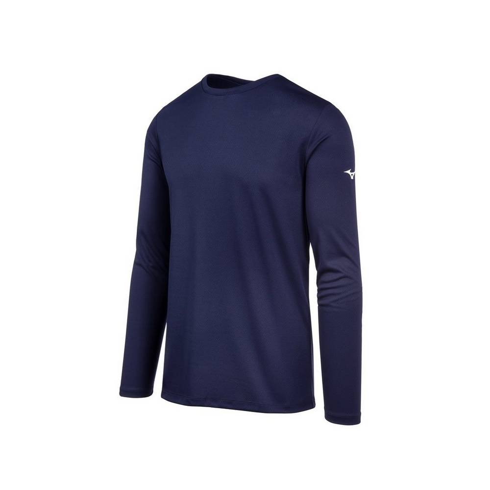 Panske Tričko Mizuno Long Sleeve Námornícka Modrá Vypredaj EJKQ74109